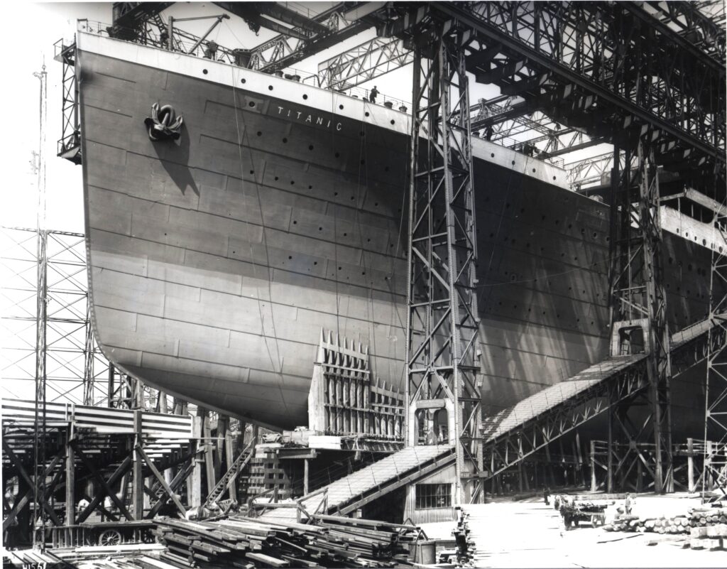 The Bow of the Titanic during construction.