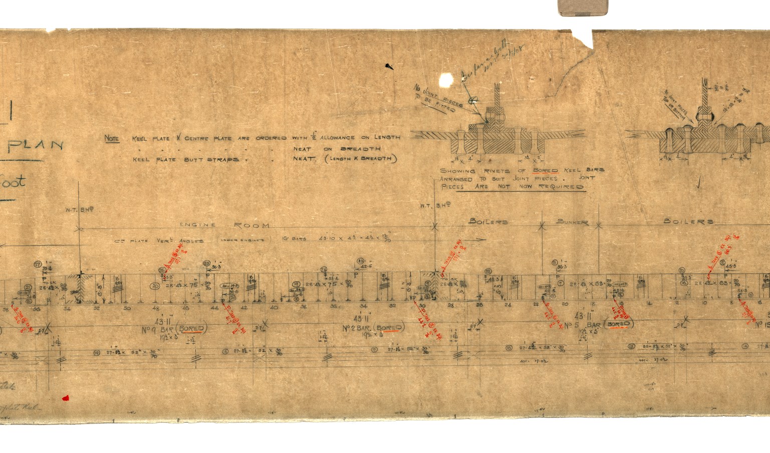 The original plans for Olympic and Titanic’s keel from the Titanic Connections Archive