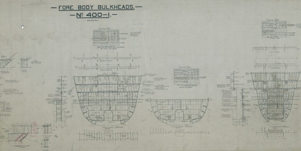 Titanic Bulkhead Design from the Titanic Connections Archive