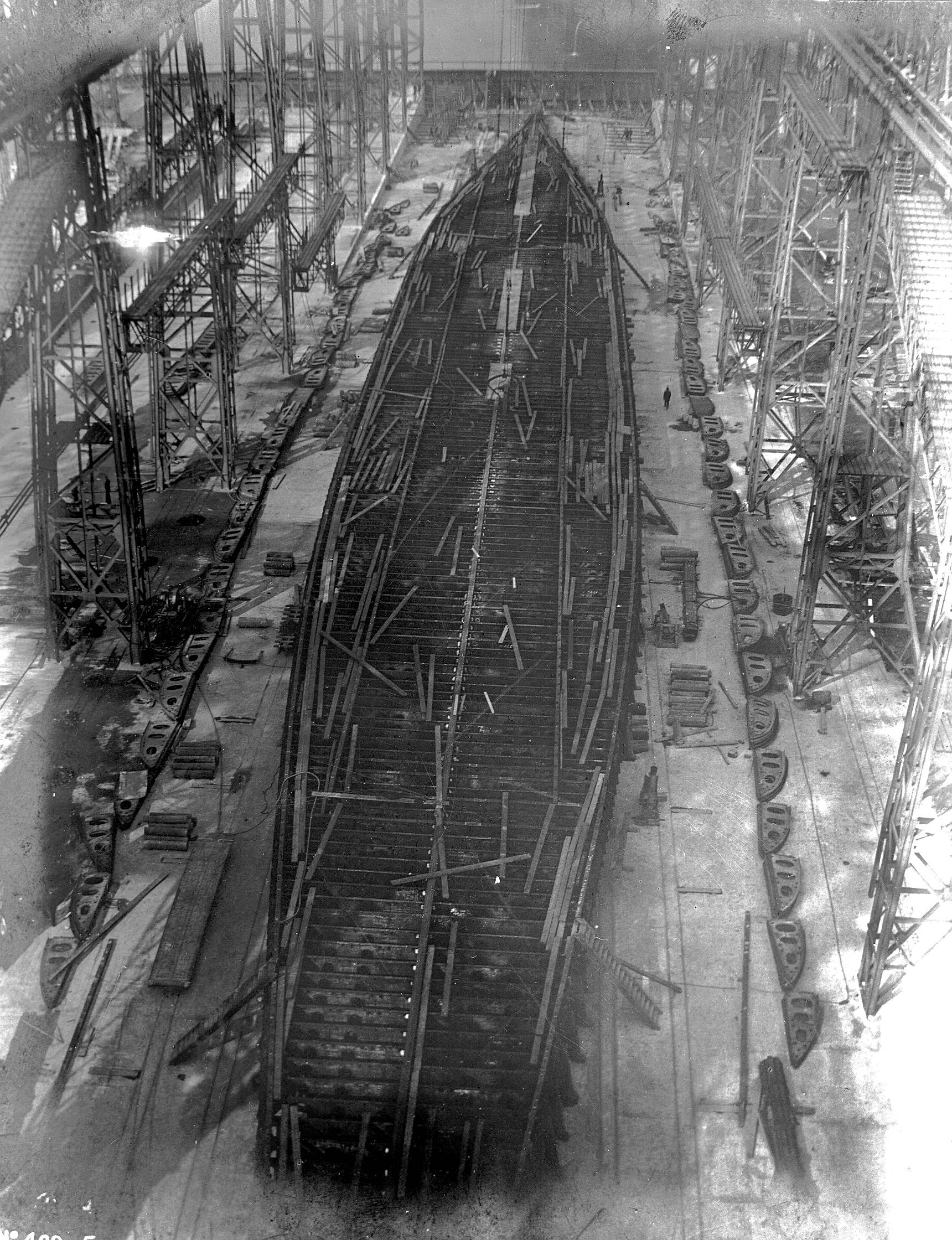 A view of the Olympic’s double bottom during her scrapping in the mid-1930s from the Titanic Connections Archive